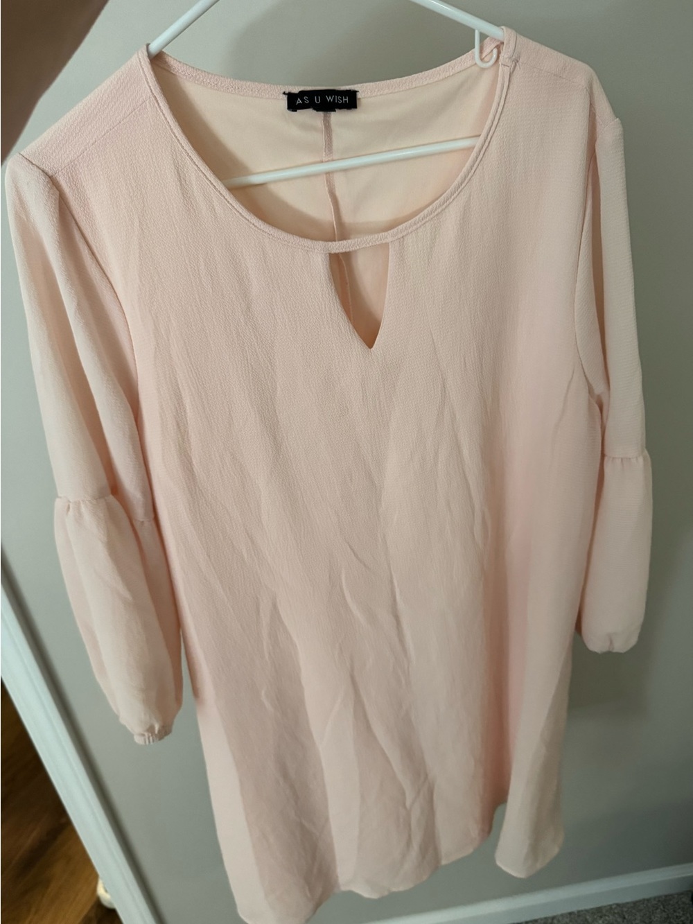 AS U WISH Blush Pink Keyhole Neck Women's Dress